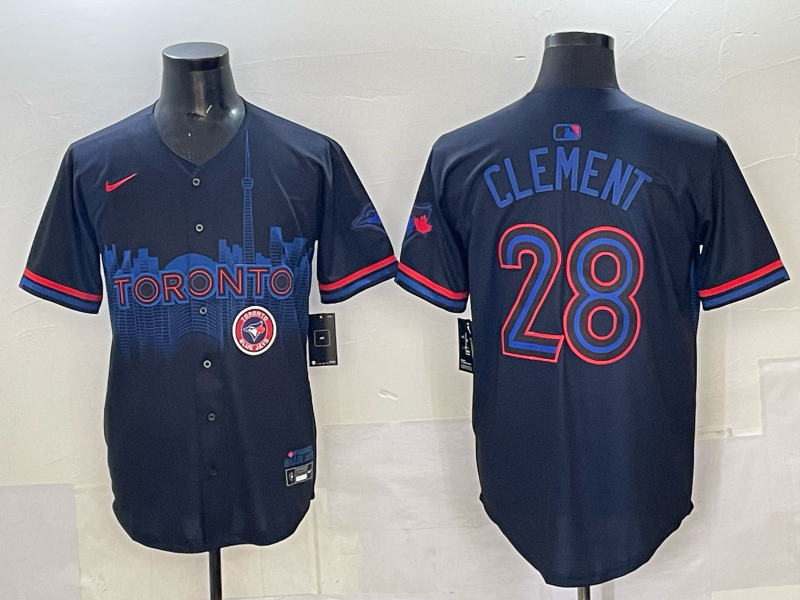 Men 2025 Toronto Blue Jays 28 Clement Blue Nike MLB Jersey 002